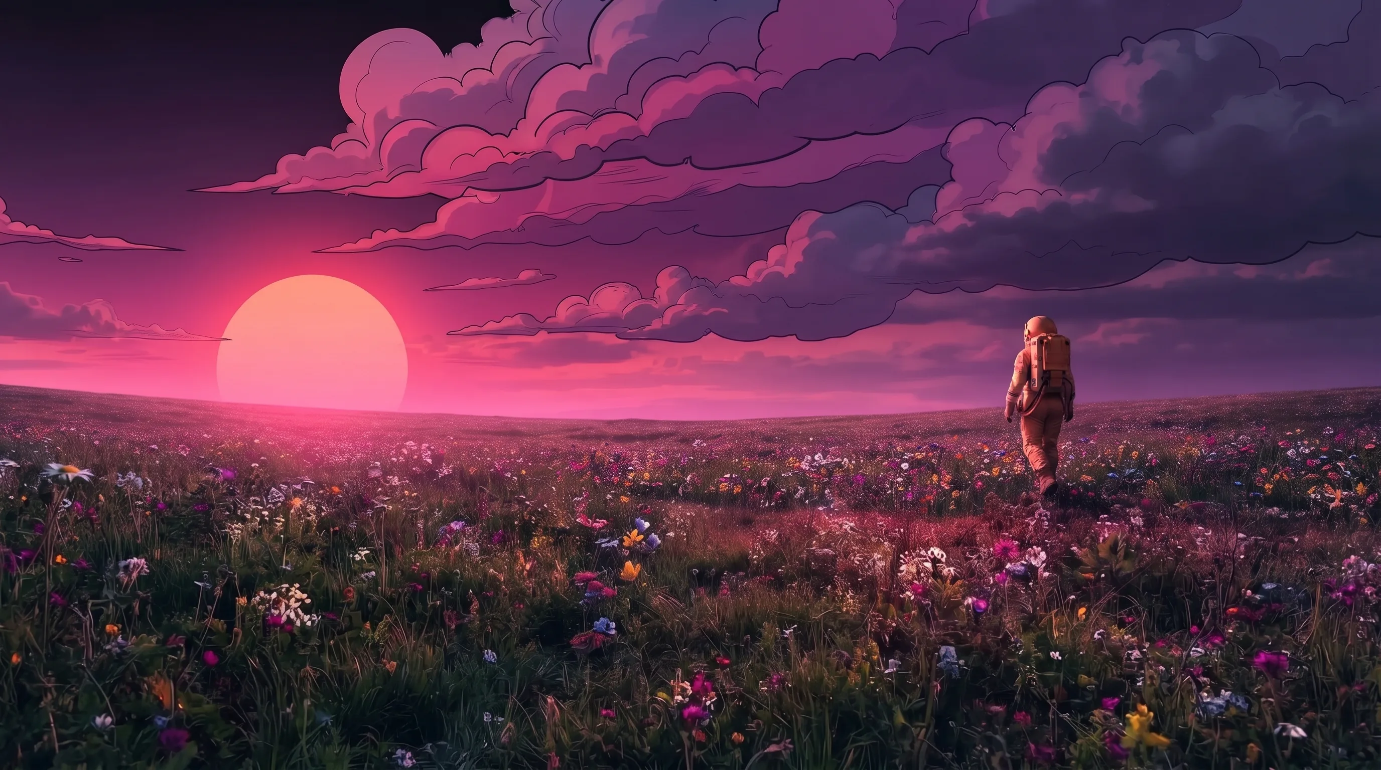 Figure walking a magenta sunset landscape - Ready to become a mind Architect at Blankstate